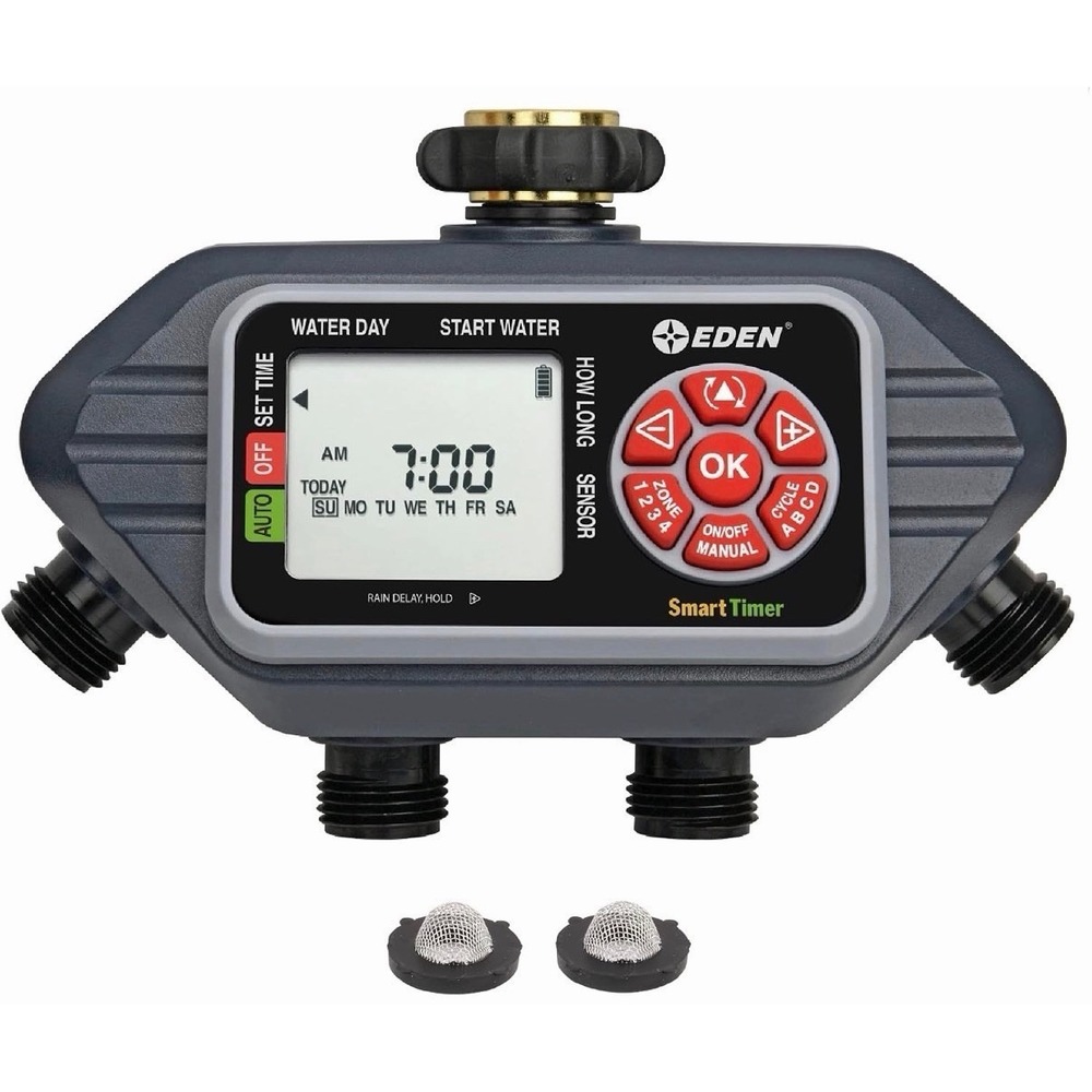Eden 93413 Programmable Digital Water Timer 4-Zone, Compatible with Wireless